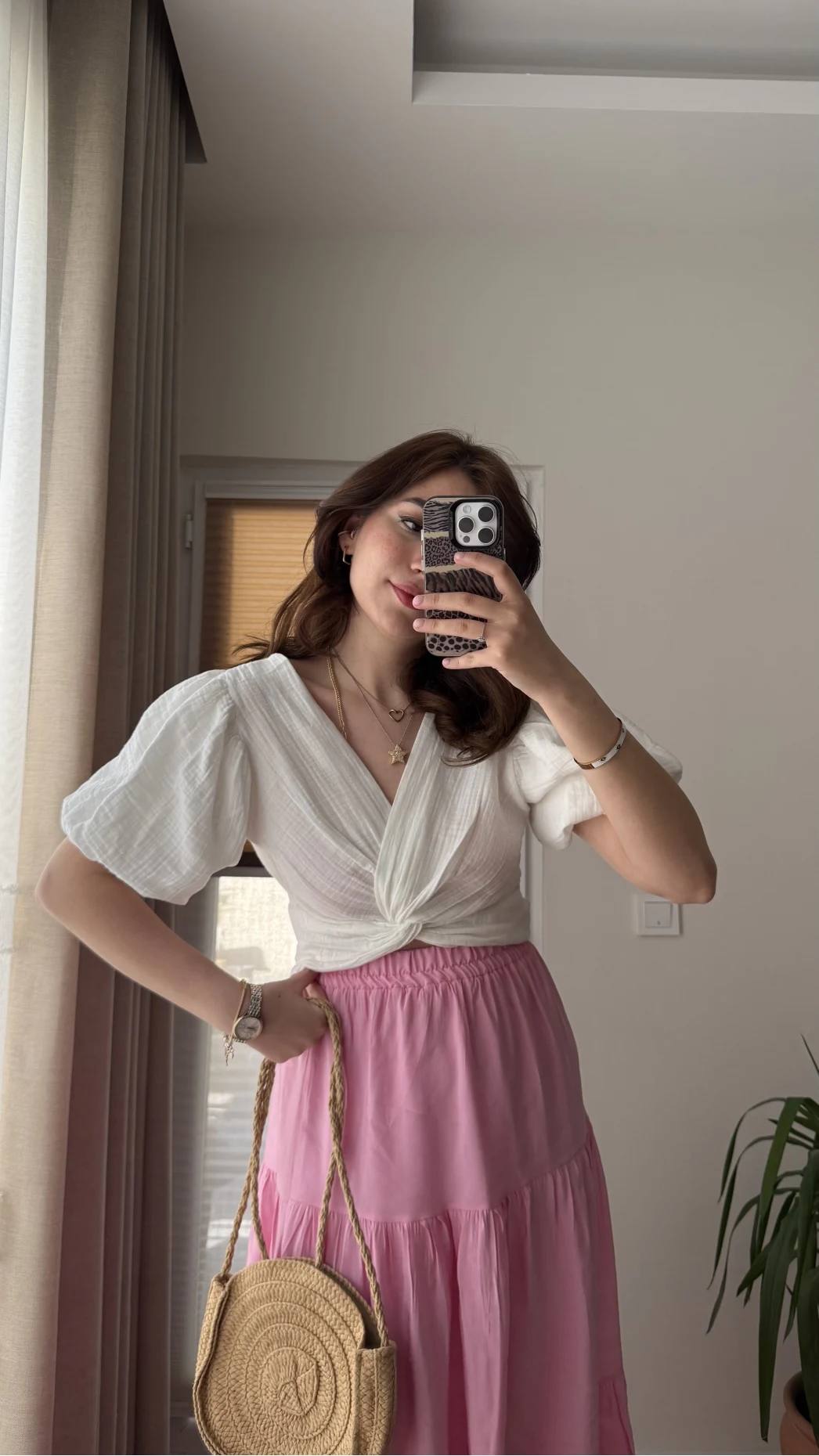 Balon Kol Beyaz Bluz - 1004