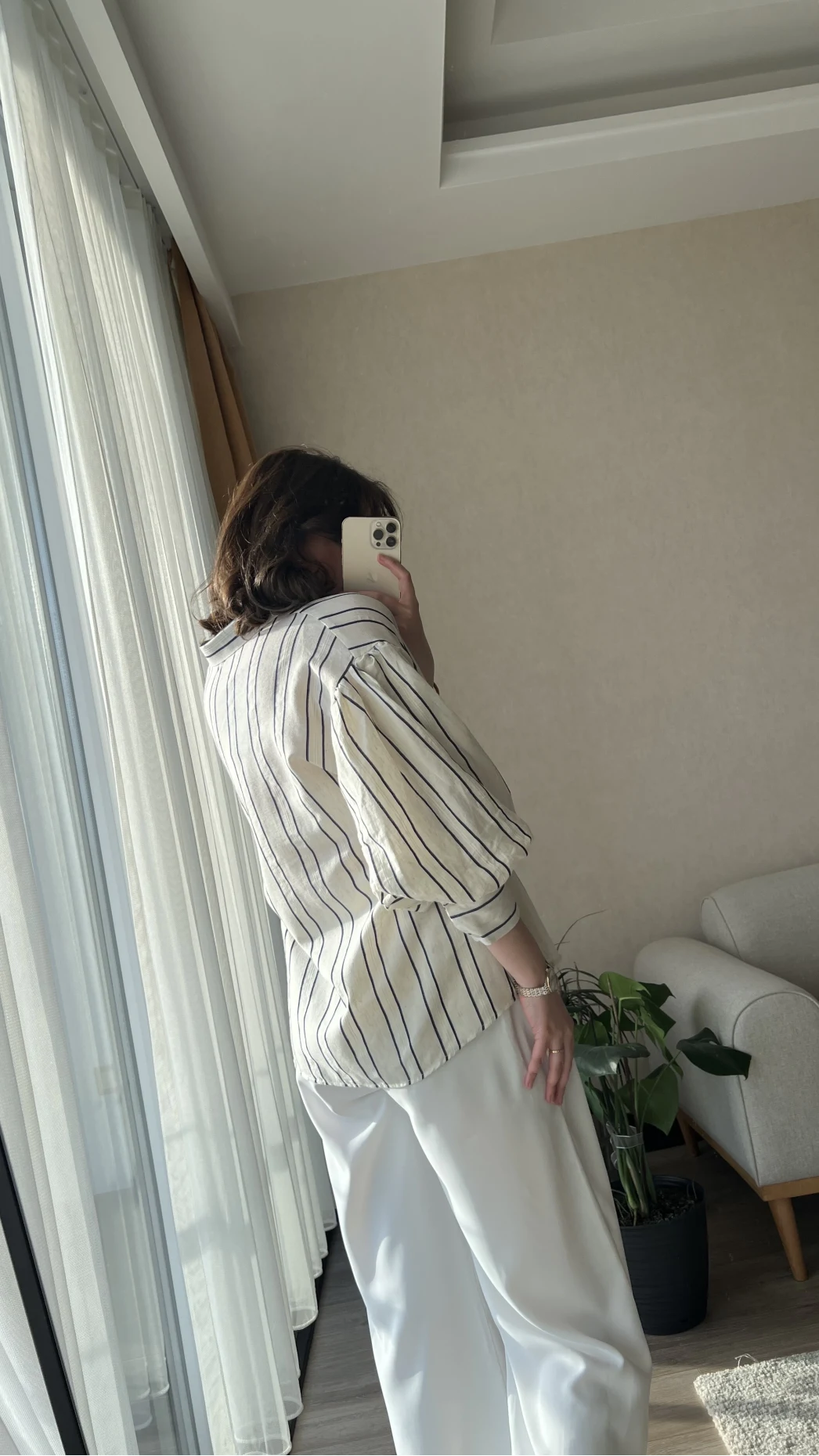 Balon Kol Çizgili Gömlek