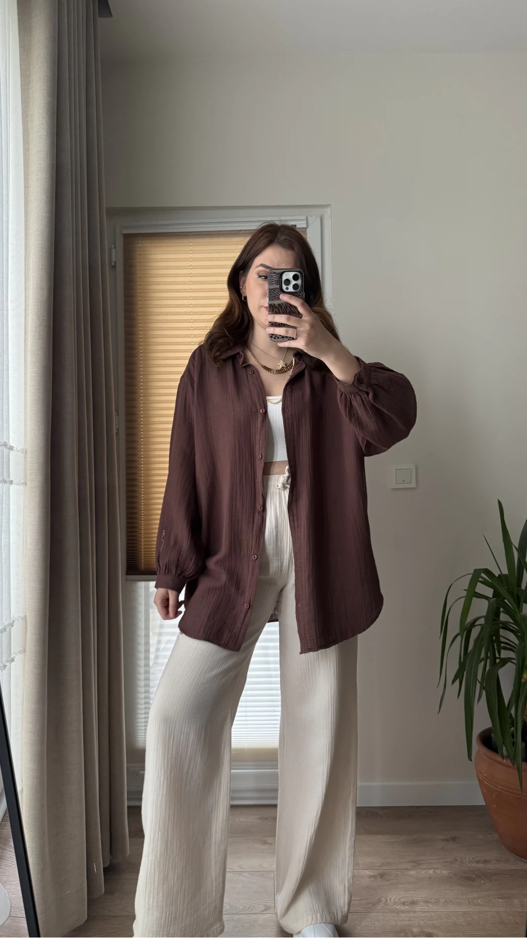 Balon Kol Müslin Gömlek - Acı Kahve - 2012