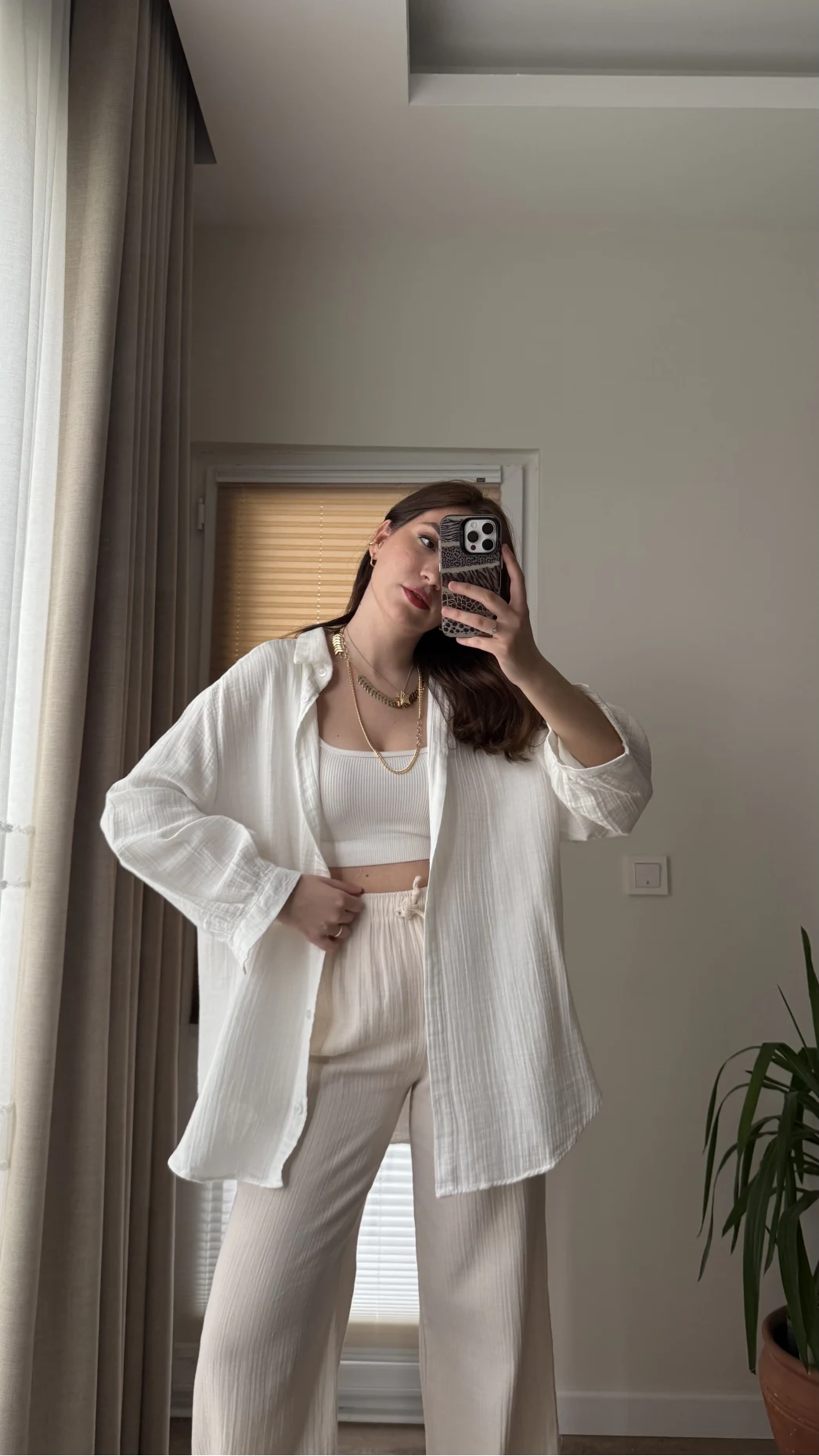 Balon Kol Müslin Gömlek - Beyaz - 2012