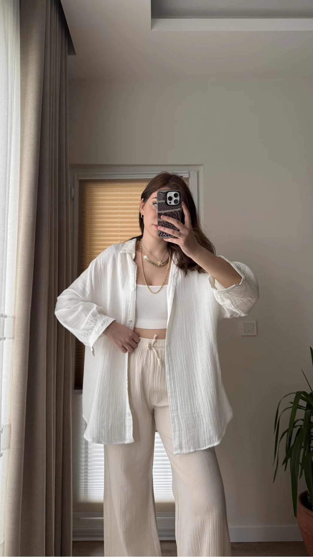 Balon Kol Müslin Gömlek - Beyaz - 2012