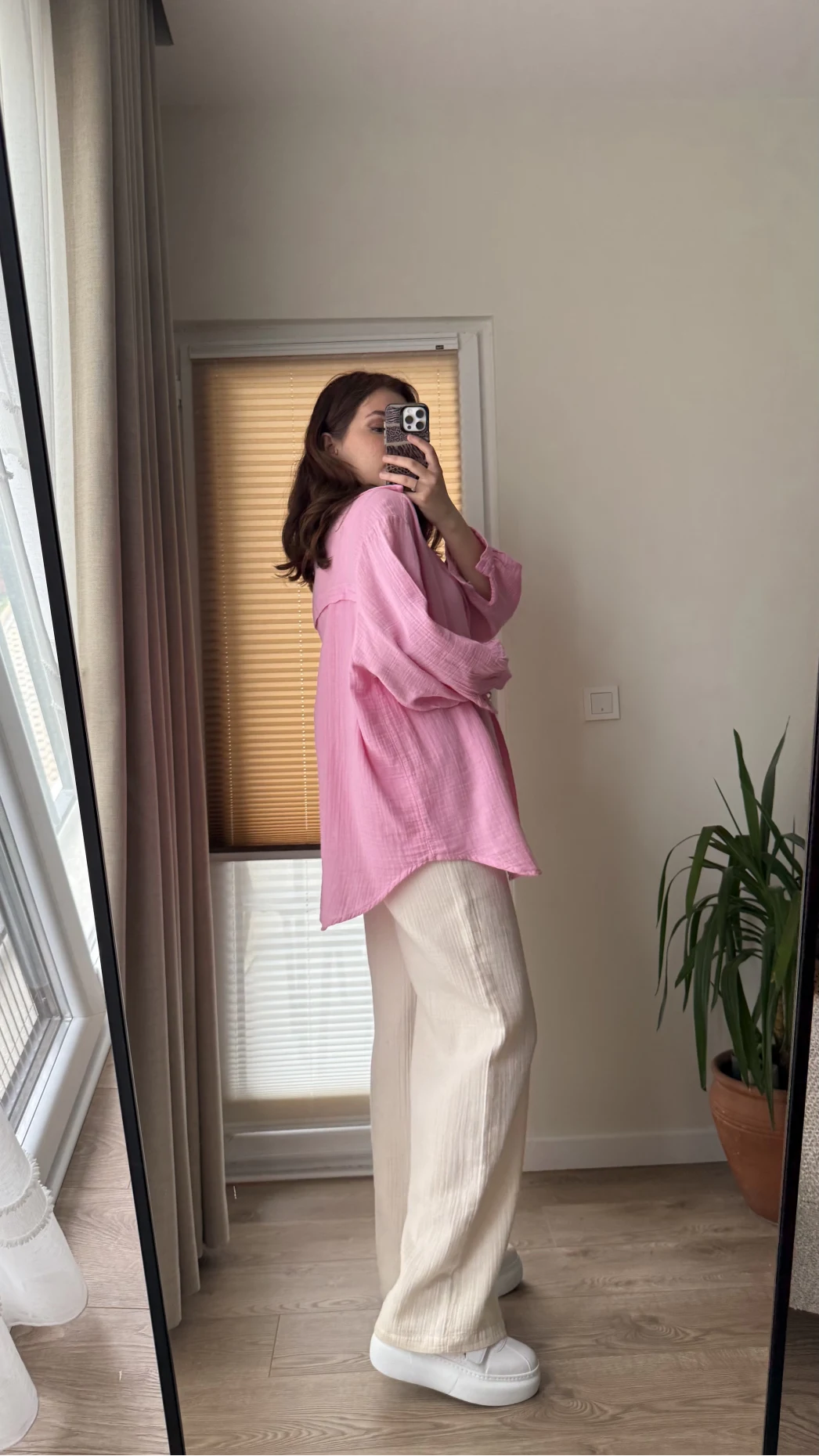 Balon Kol Müslin Gömlek - Pembe - 2012