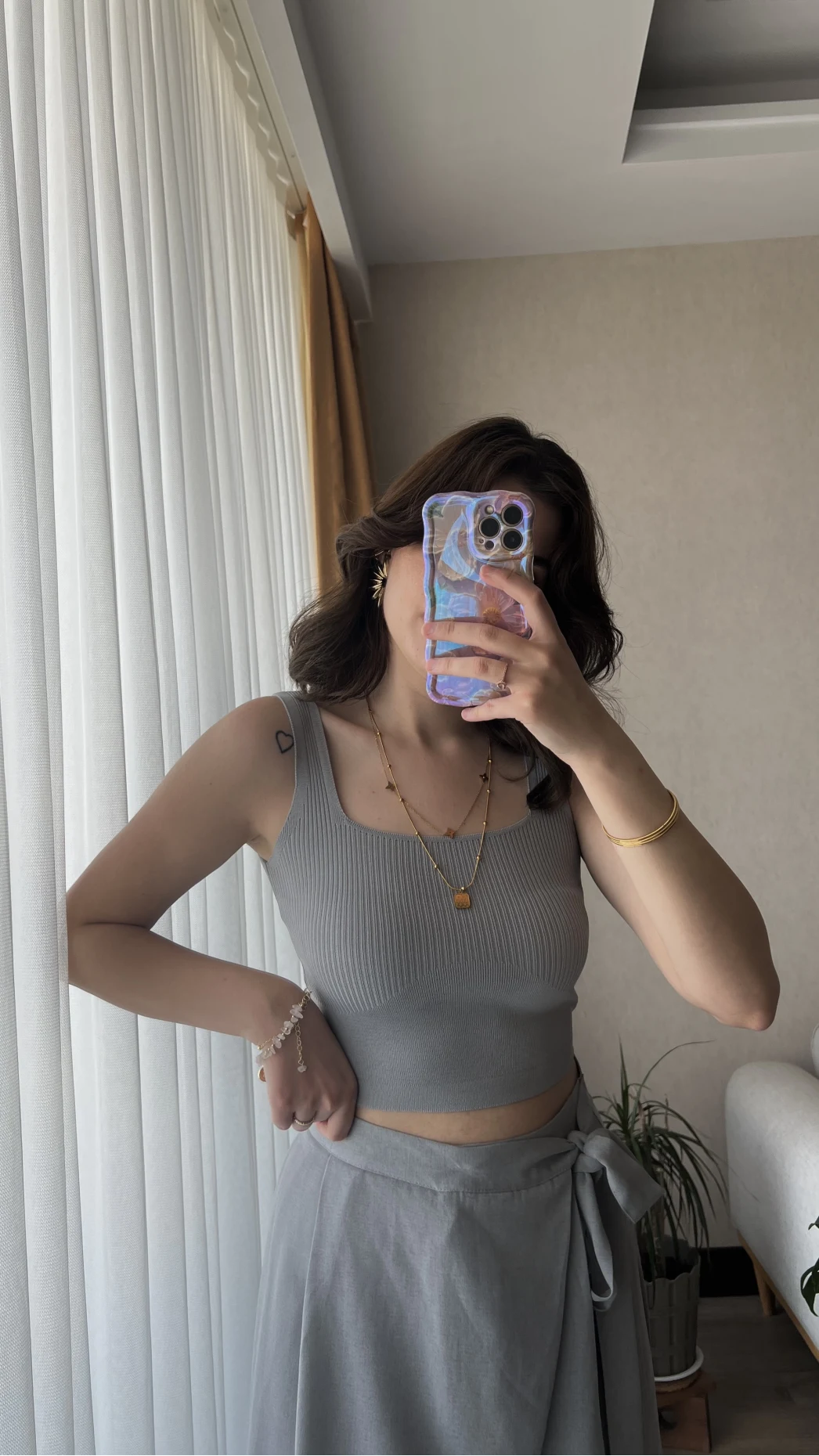 Basic Fitili Gri Crop