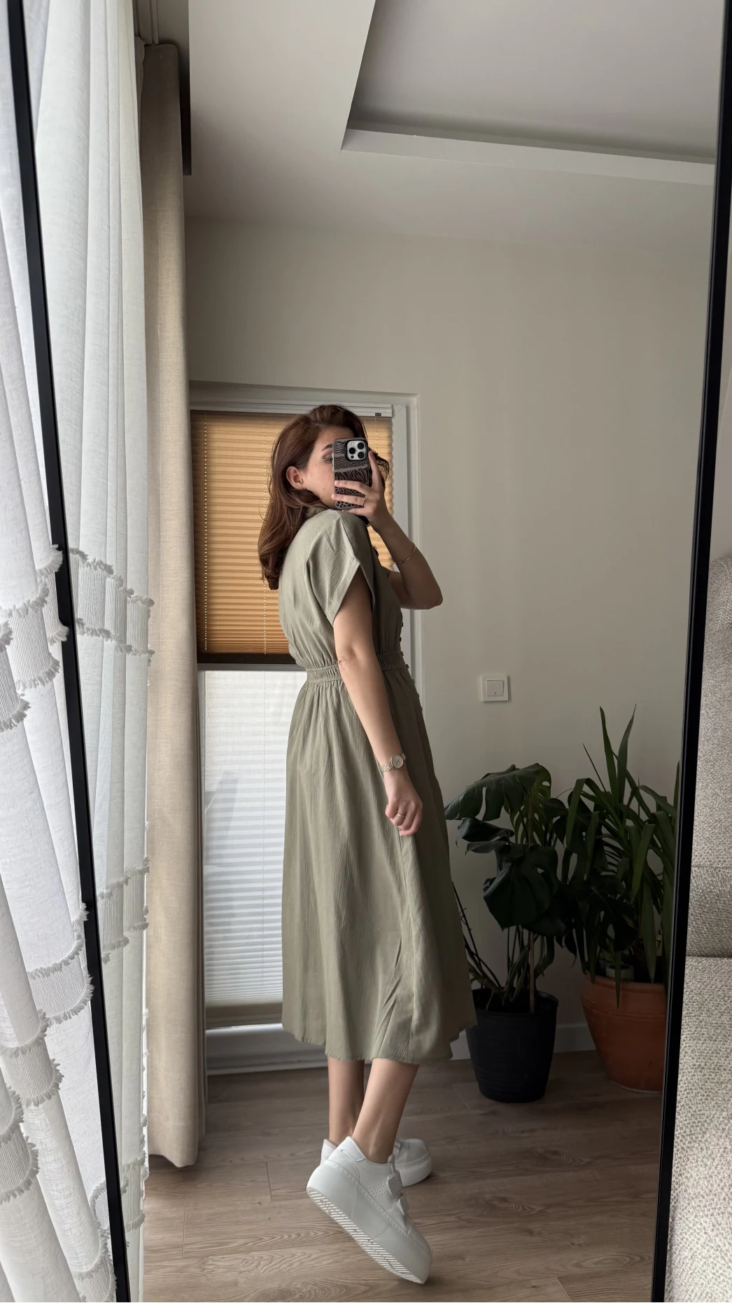 Beat Haki Düğmeli Elbise