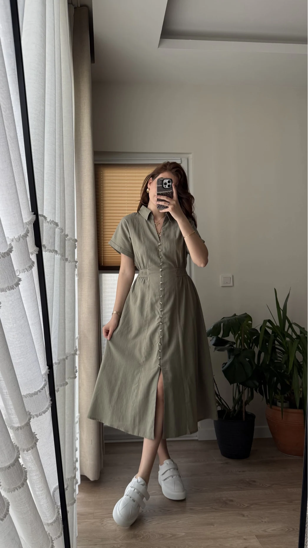 Beat Haki Düğmeli Elbise