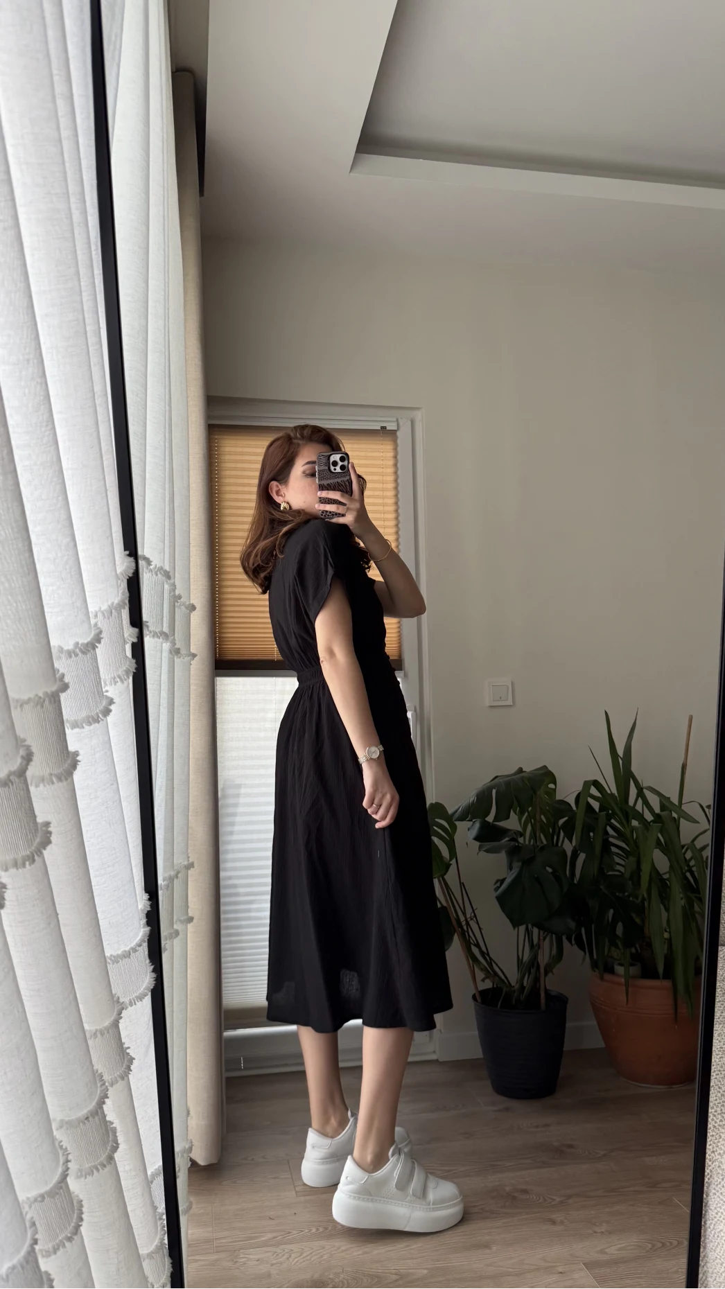 Beat Siyah Düğmeli Elbise