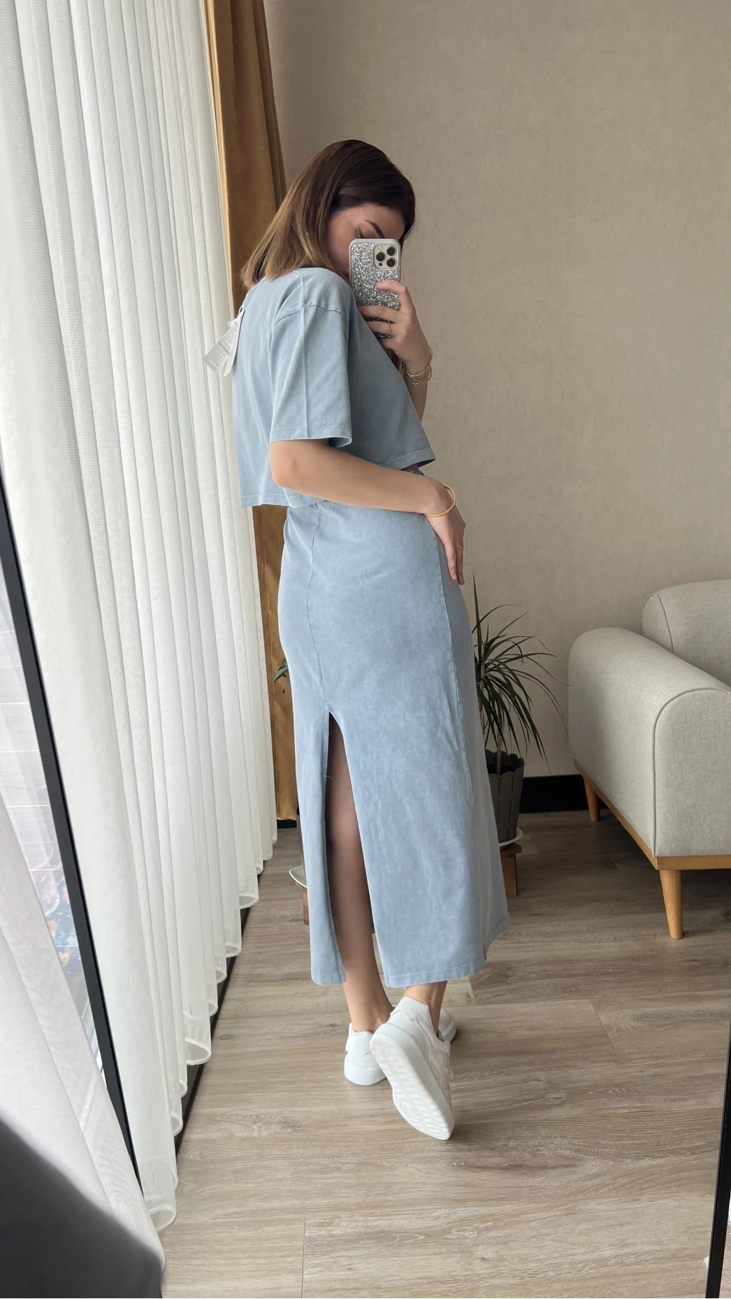 Bebe Mavisi Etekli Yıkamalı Takım