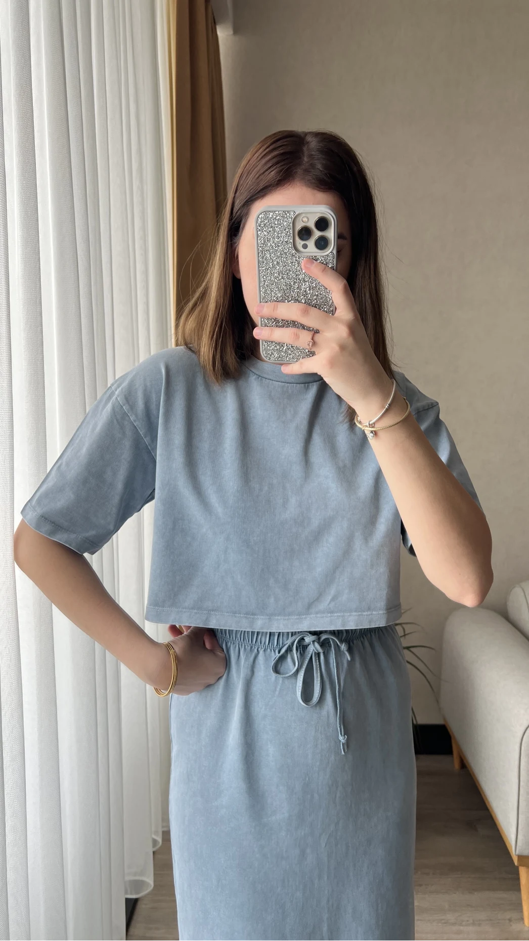 Bebe Mavisi Etekli Yıkamalı Takım