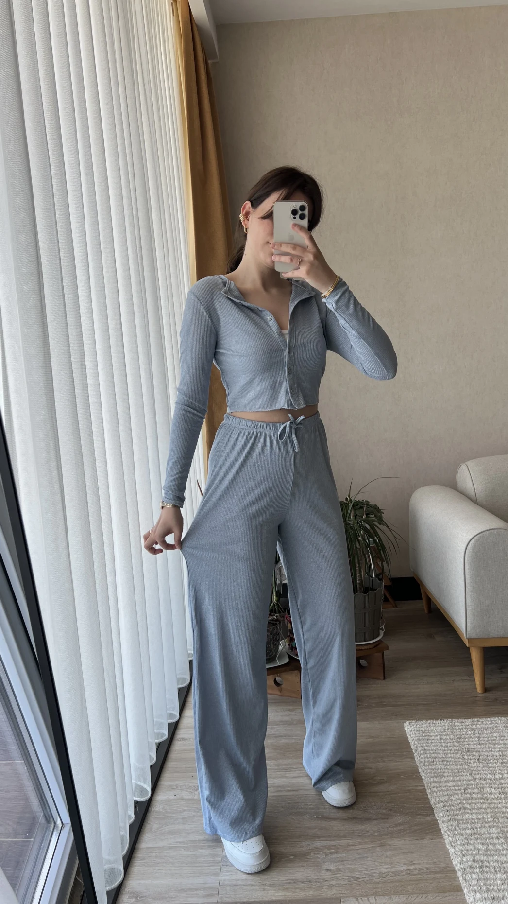 Bebe Mavisi Simli Hırkalı Takım