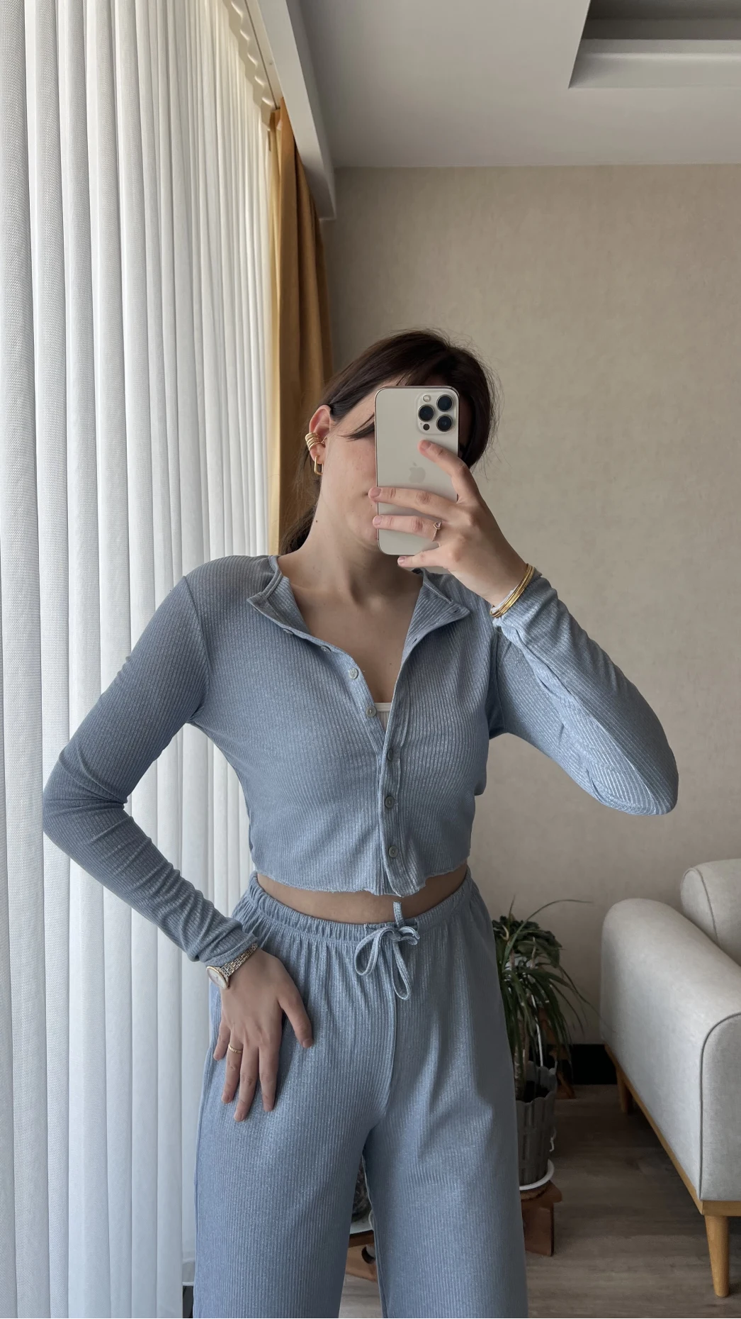 Bebe Mavisi Simli Hırkalı Takım