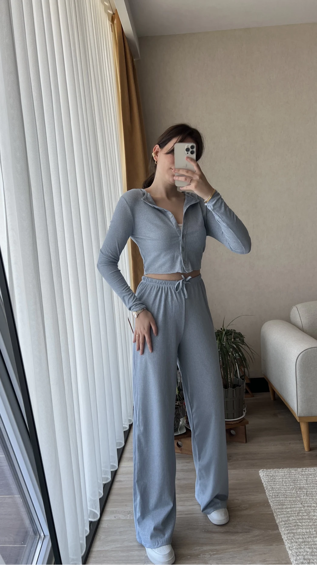 Bebe Mavisi Simli Hırkalı Takım