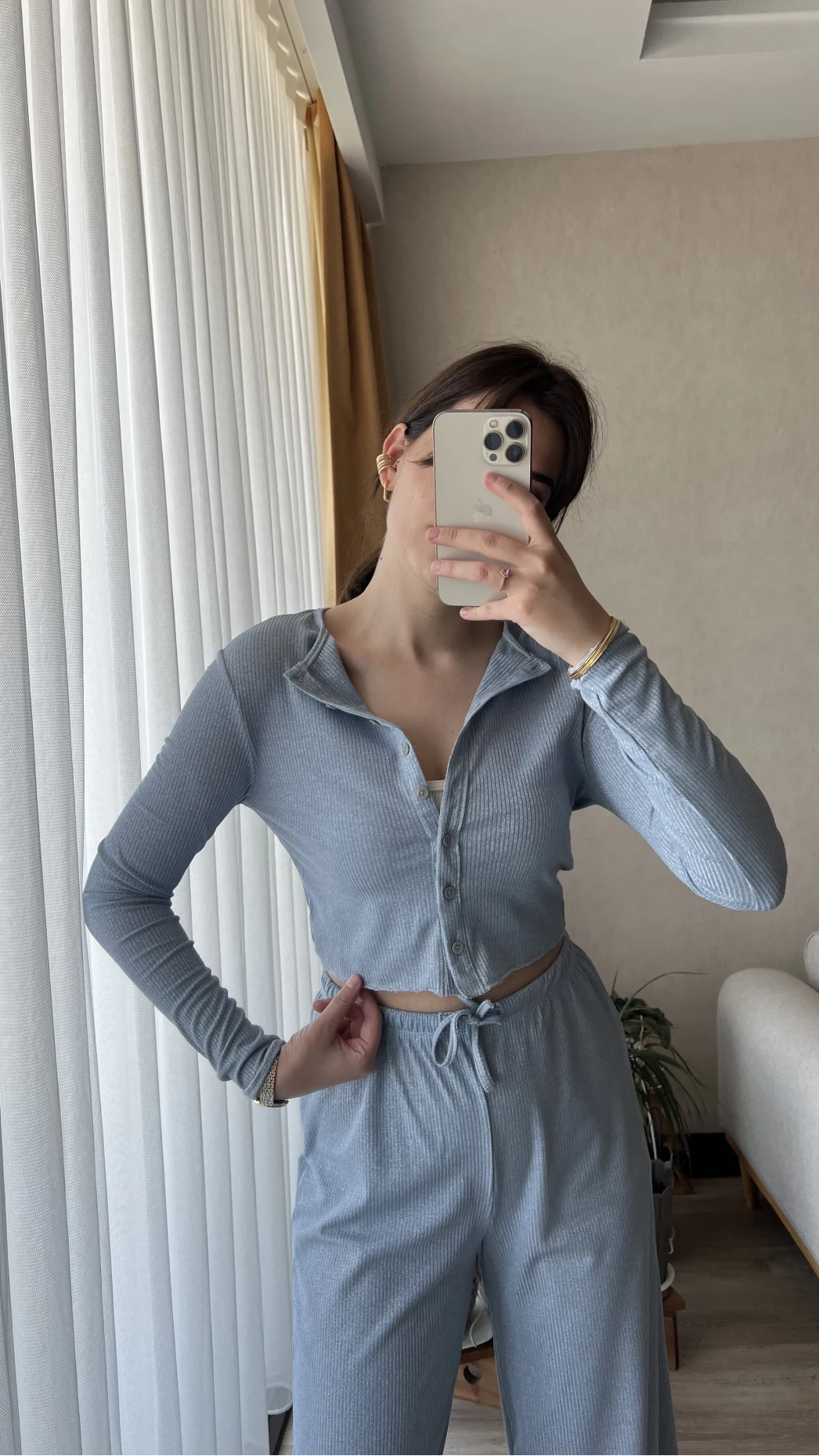 Bebe Mavisi Simli Hırkalı Takım