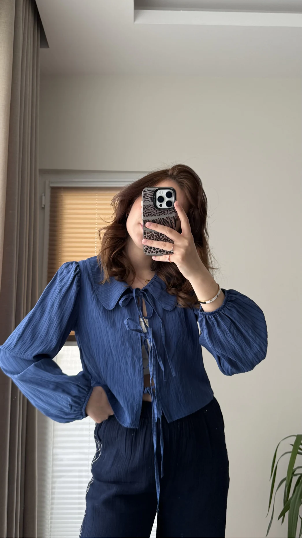 Bebe Yaka Çizgili Gömlek - Lacivert - 2082