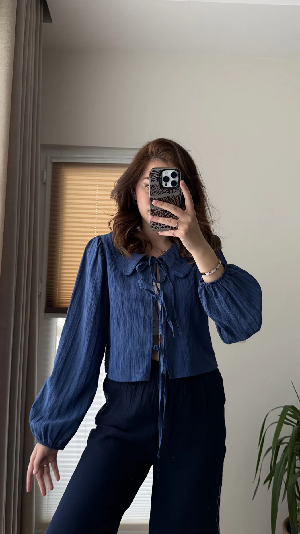 Bebe Yaka Çizgili Gömlek - Lacivert - 2082