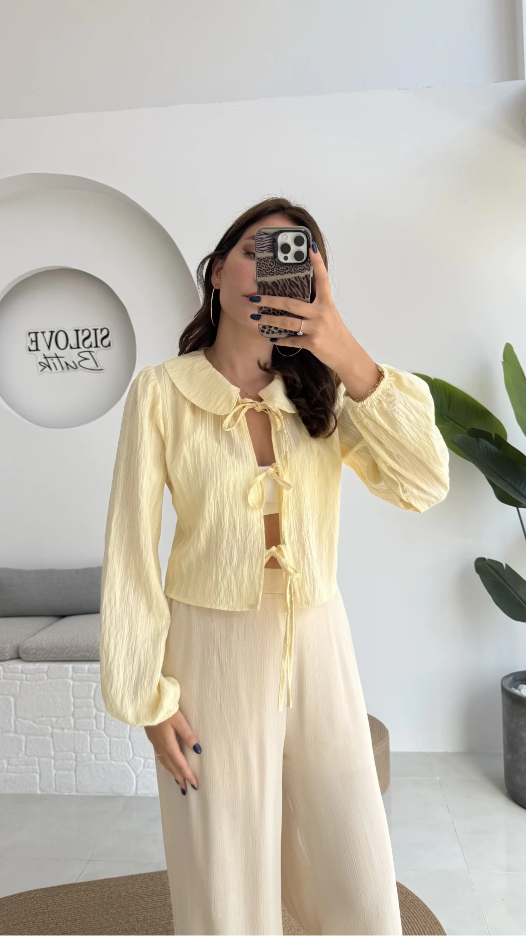 Bebe Yaka Çizgili Gömlek - Sarı - 2082