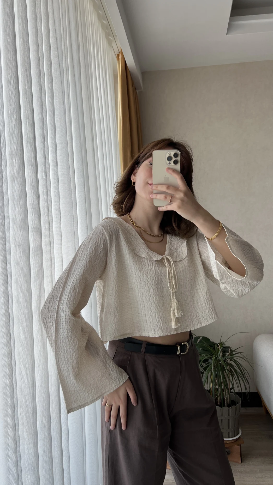 Bebe Yaka Gofre Krem Bluz