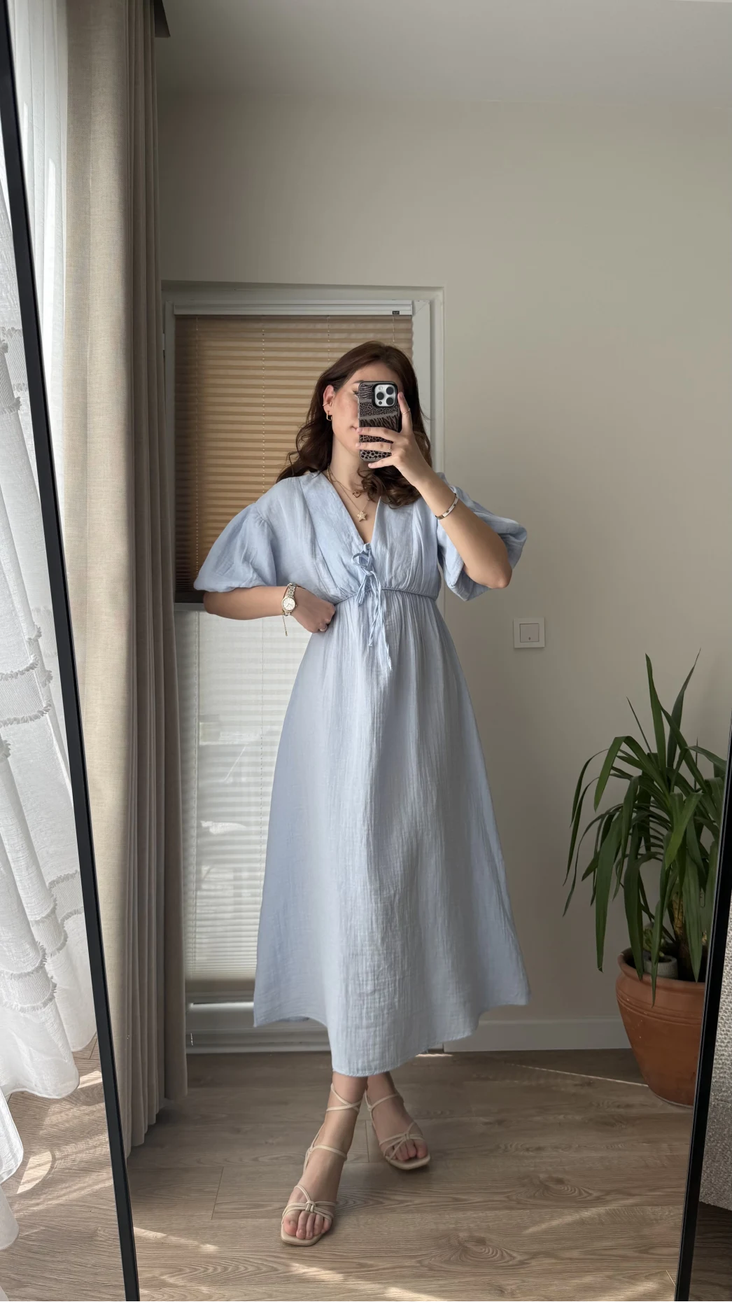 Becca Müslin Kumaş Elbise Bebe Mavisi