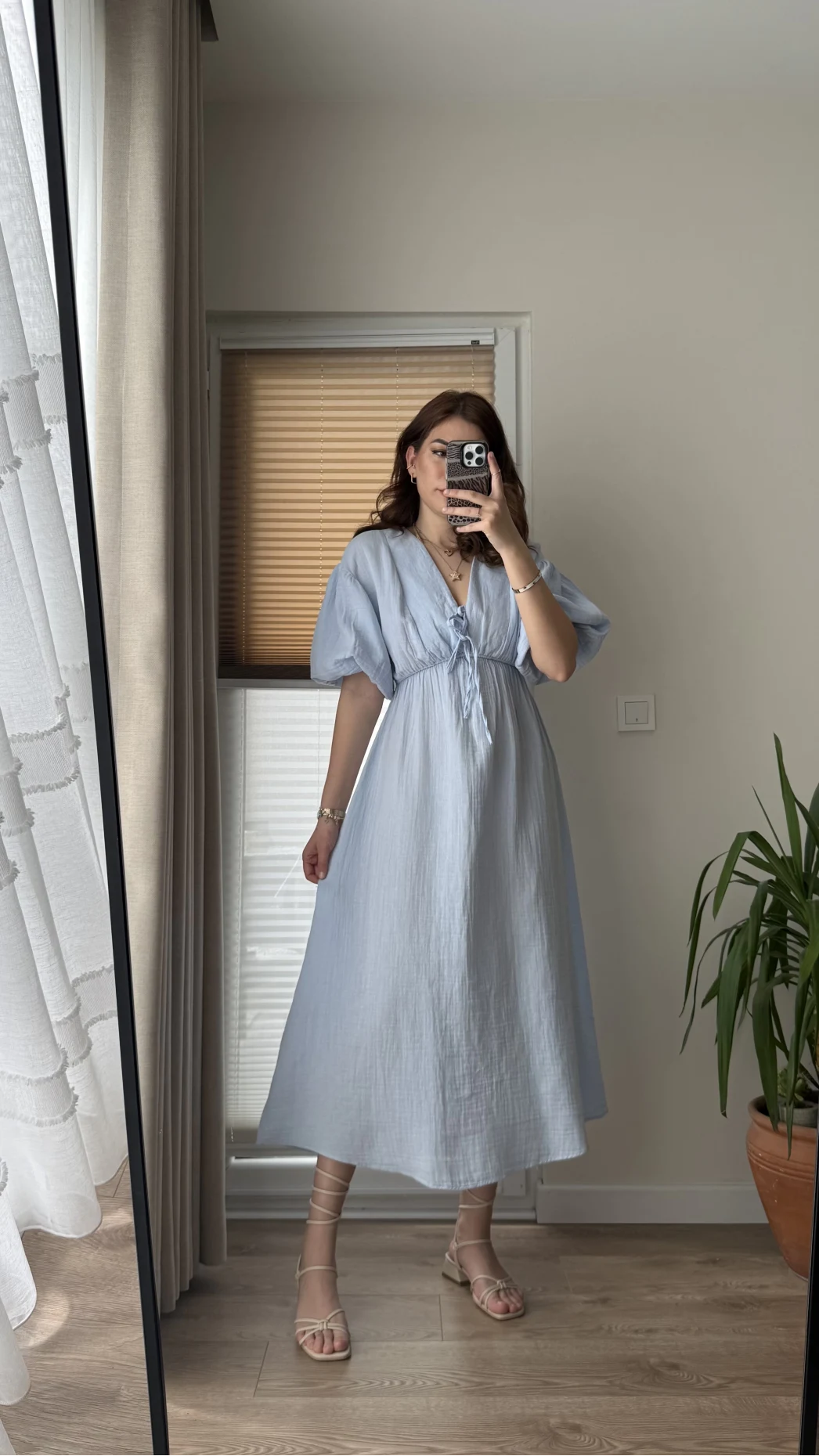 Becca Müslin Kumaş Elbise Bebe Mavisi