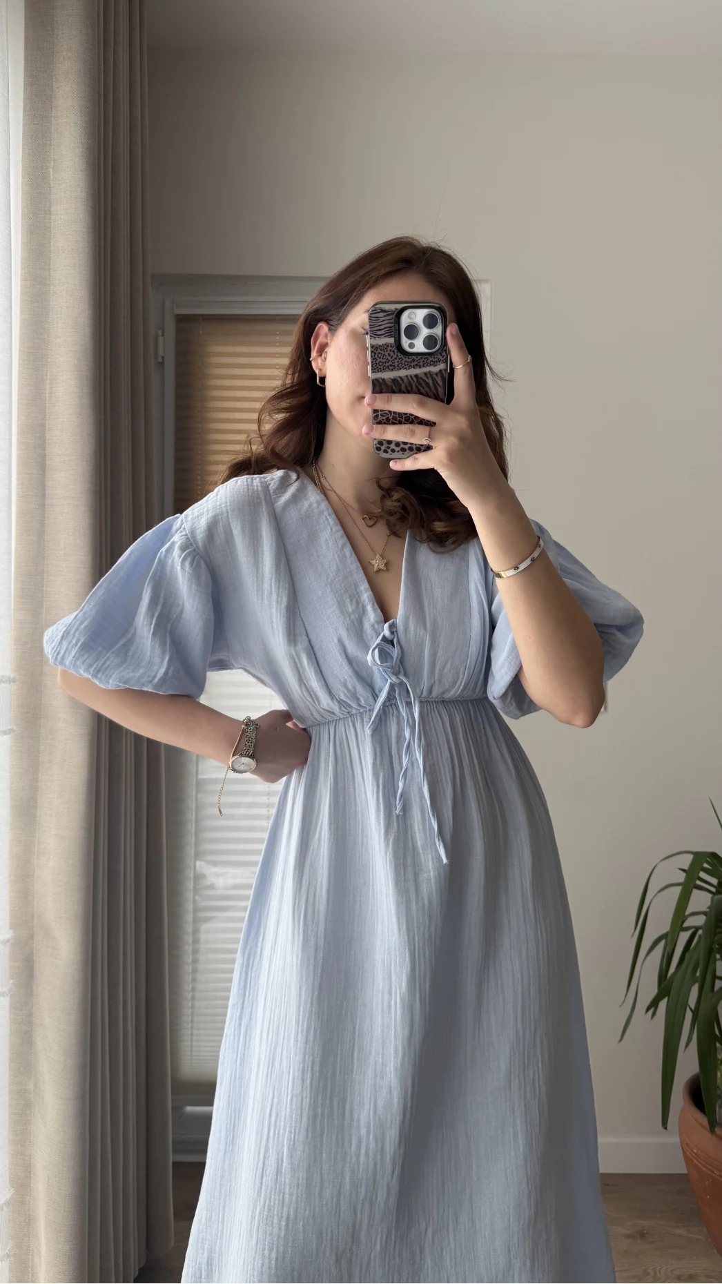 Becca Müslin Kumaş Elbise Bebe Mavisi