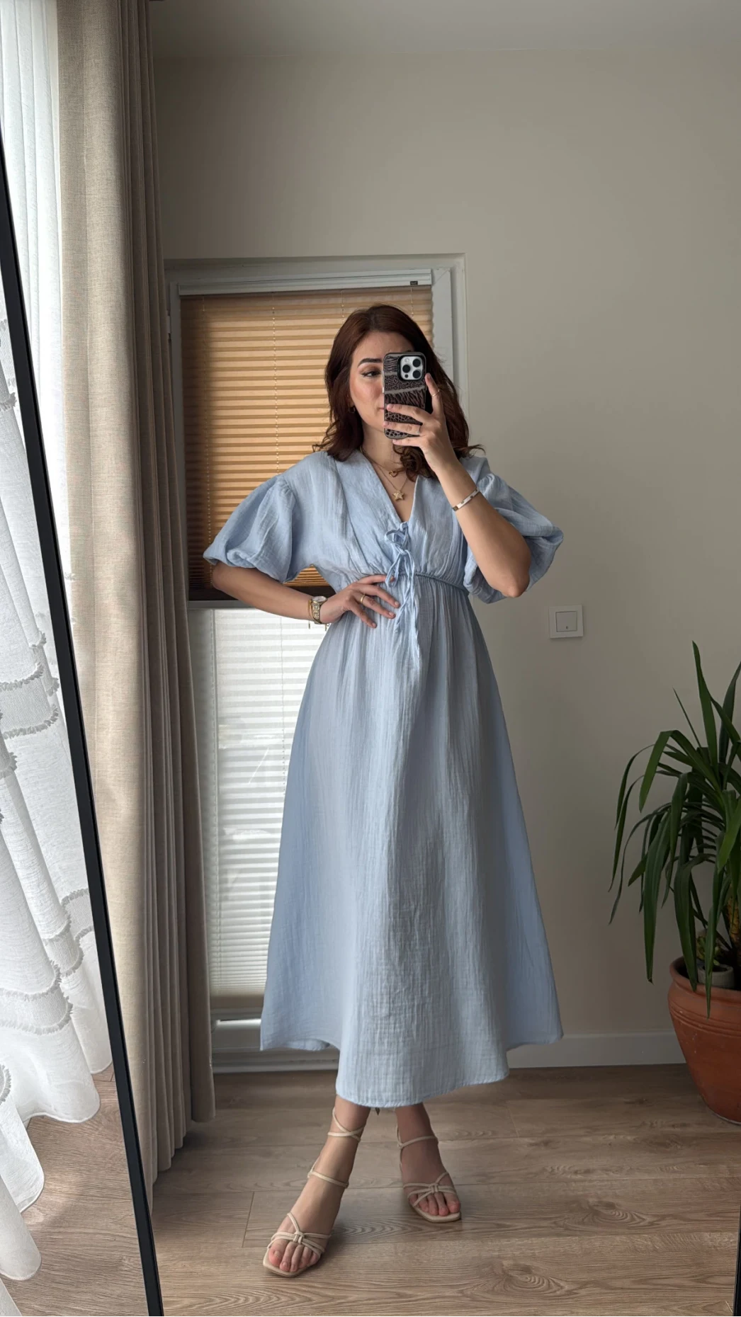 Becca Müslin Kumaş Elbise Bebe Mavisi