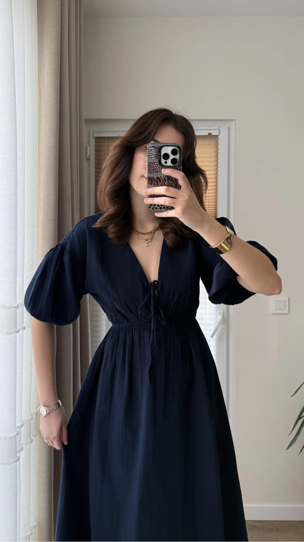 Becca Müslin Kumaş Elbise Lacivert 3008
