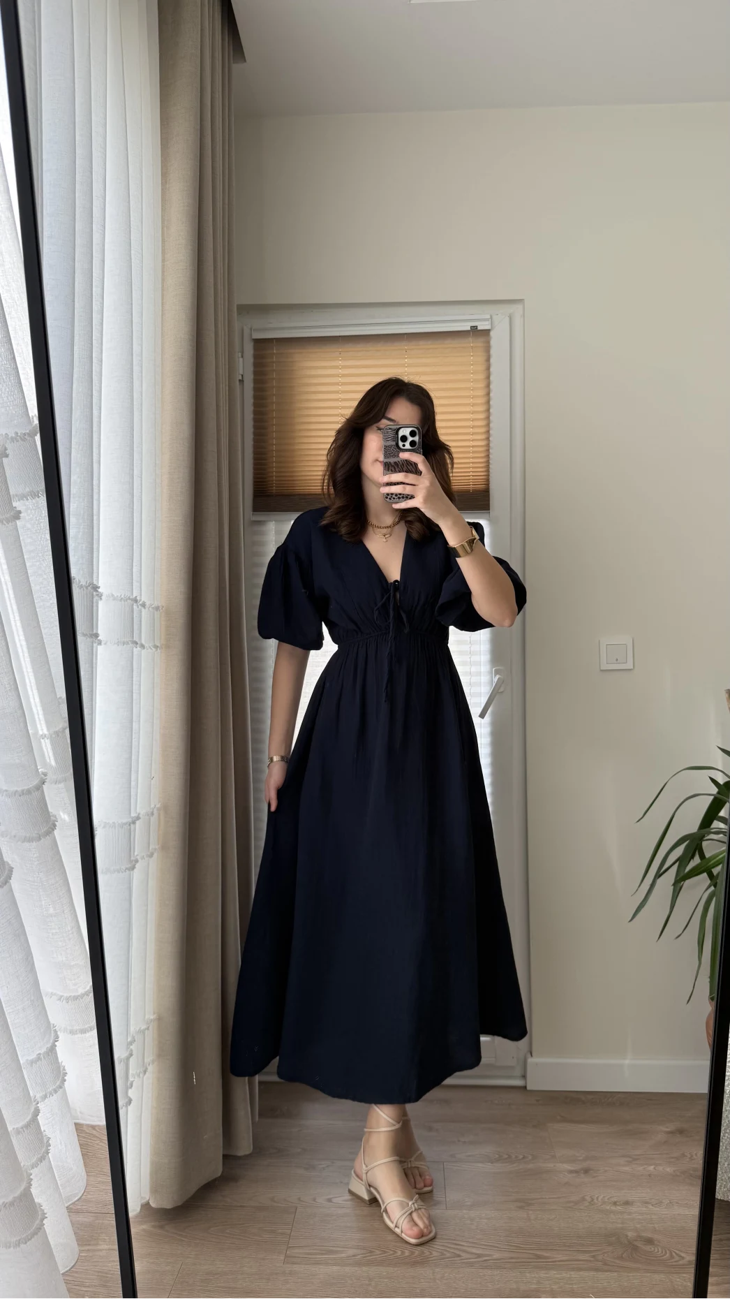 Becca Müslin Kumaş Elbise Lacivert 3008