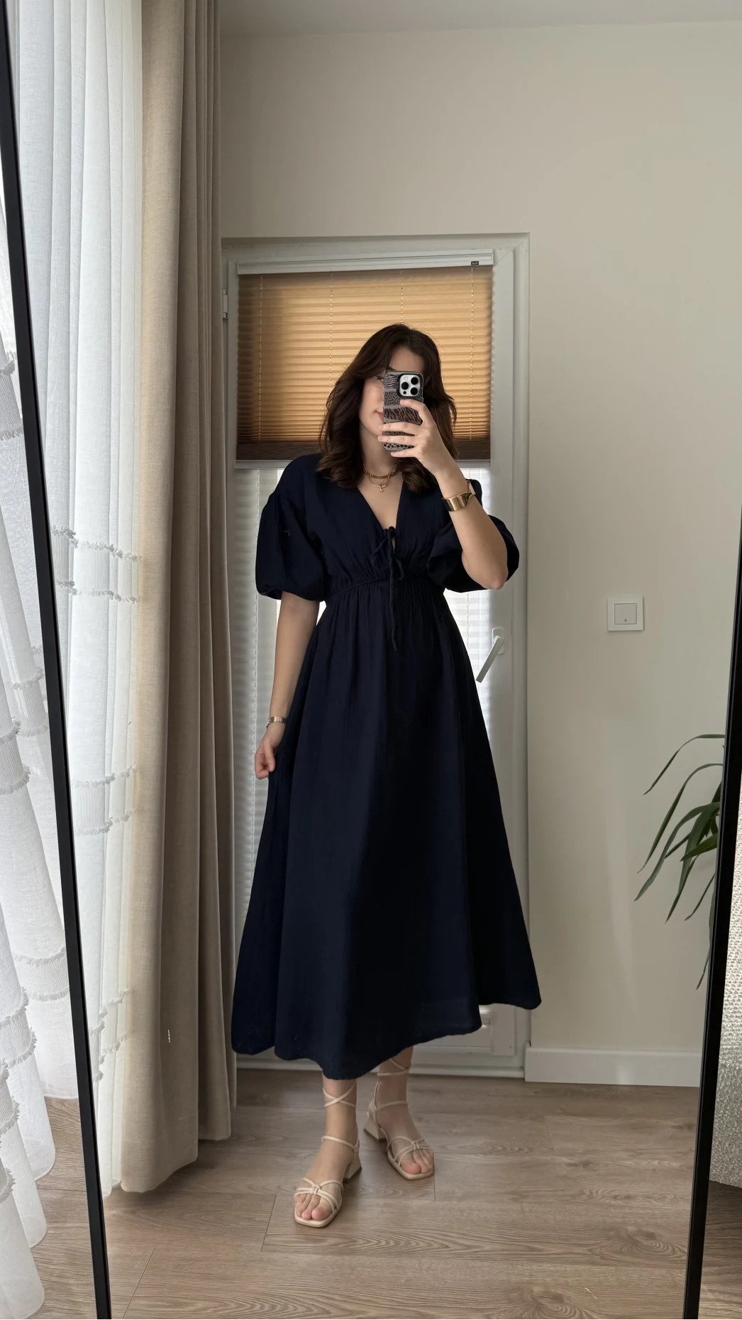 Becca Müslin Kumaş Elbise Lacivert 3008