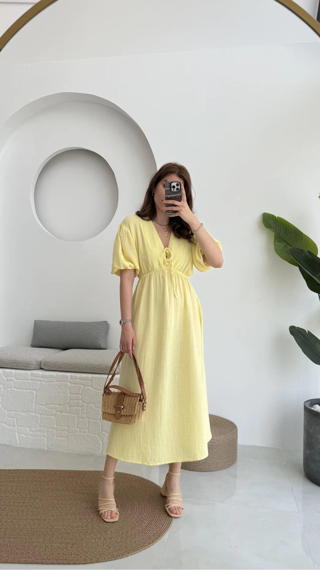 Becca Müslin Kumaş Elbise Sarı