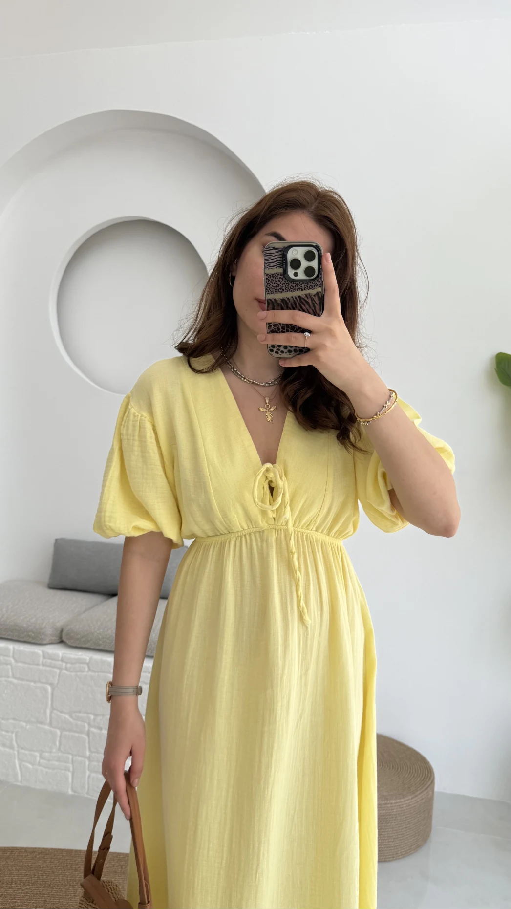 Becca Müslin Kumaş Elbise Sarı