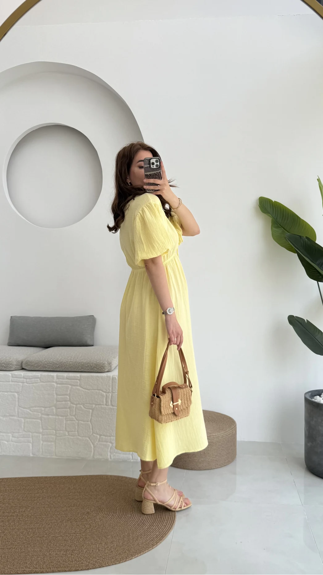 Becca Müslin Kumaş Elbise Sarı