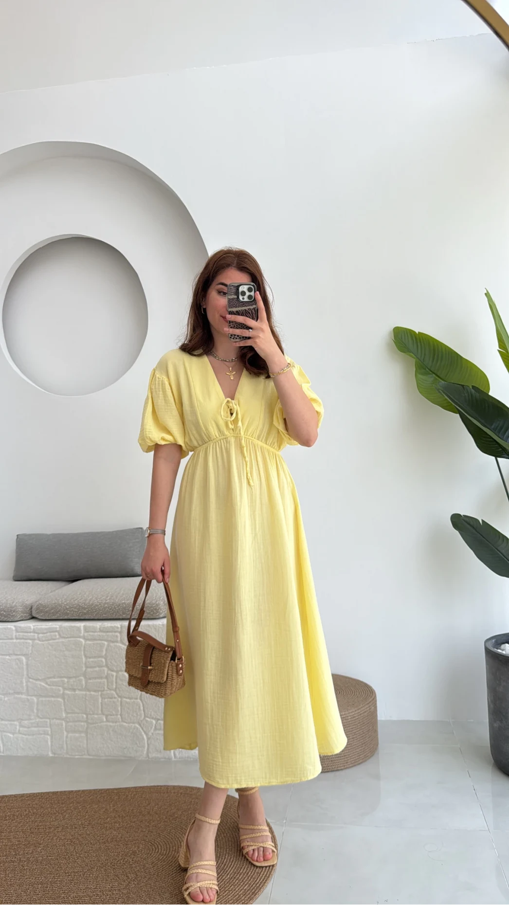 Becca Müslin Kumaş Elbise Sarı