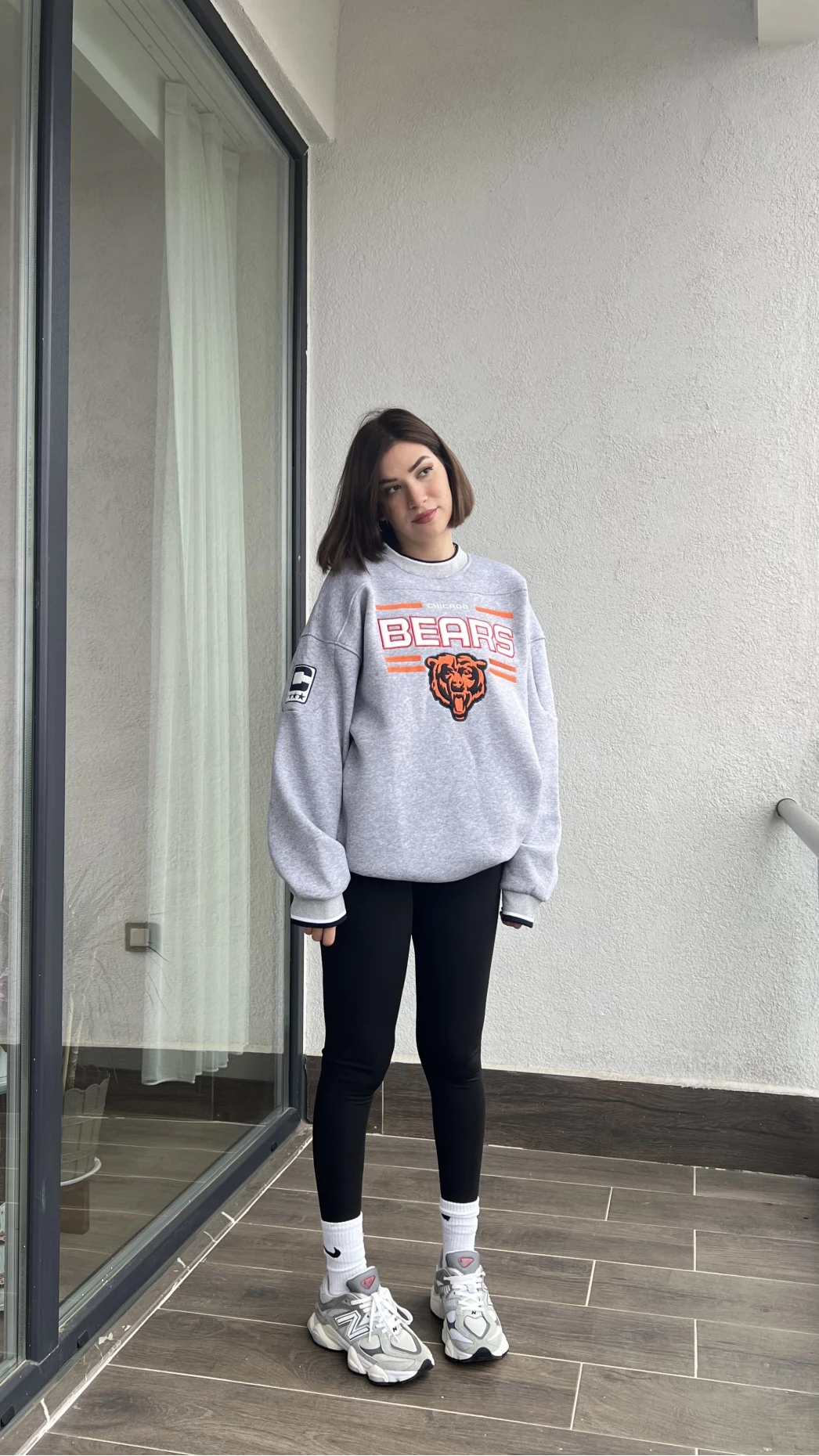 Beers Nakışlı Oversize Gri Sweat