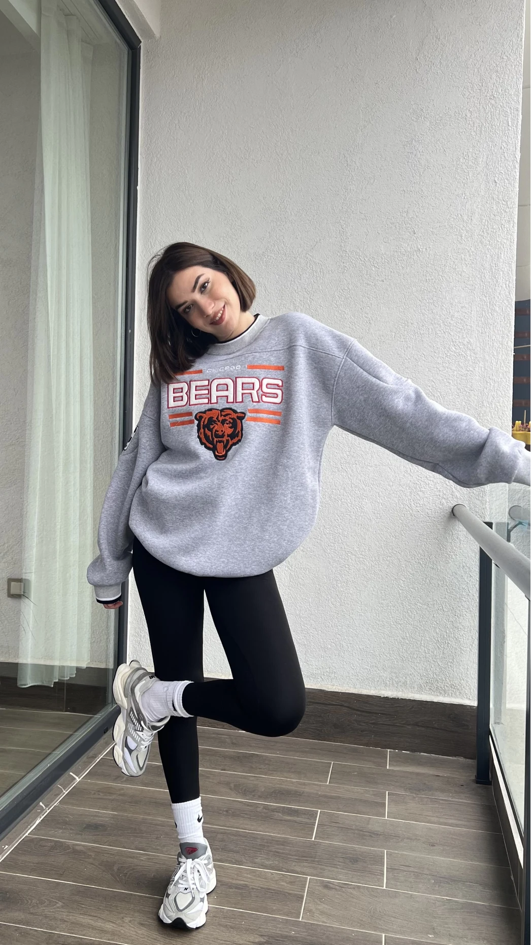 Beers Nakışlı Oversize Gri Sweat
