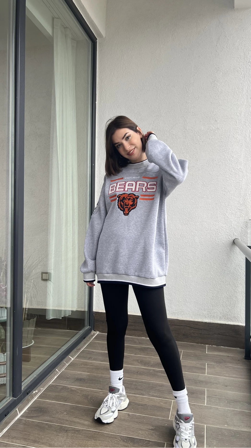 Beers Nakışlı Oversize Gri Sweat