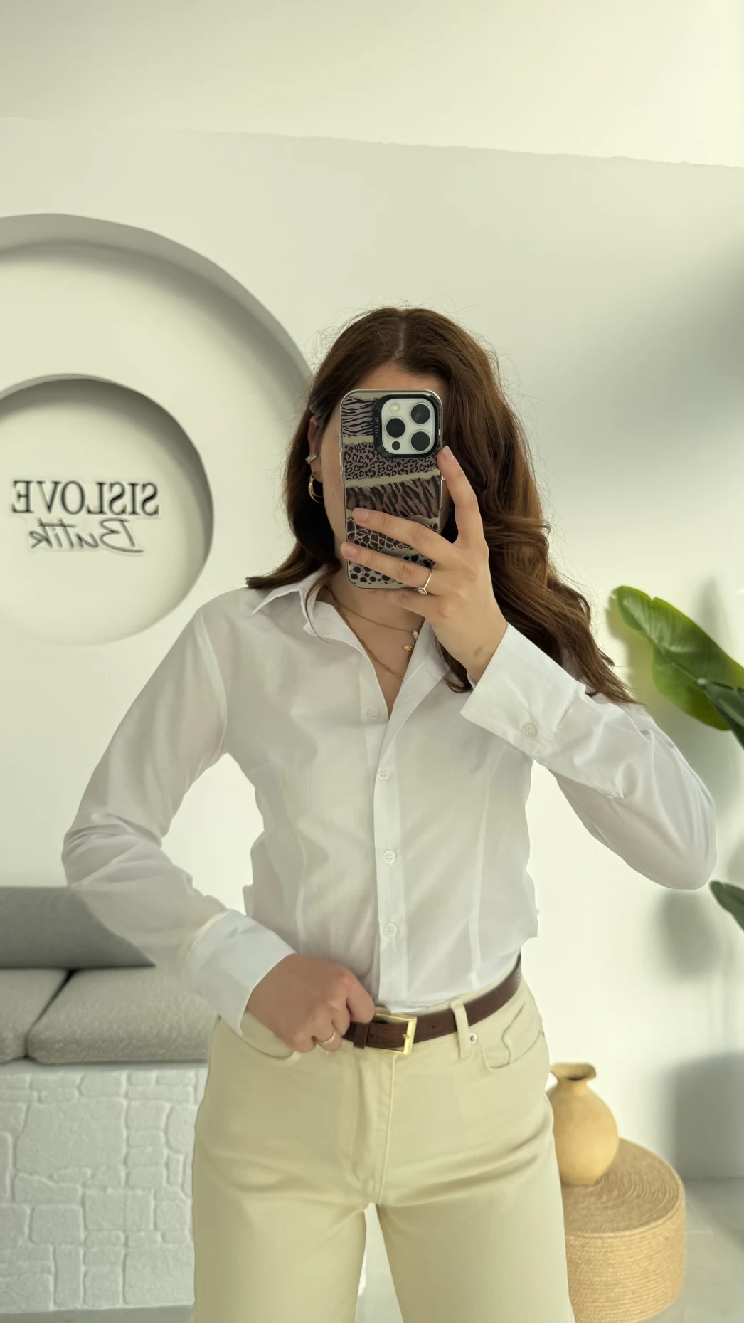 Bele Oturan Gömlek Beyaz 34079