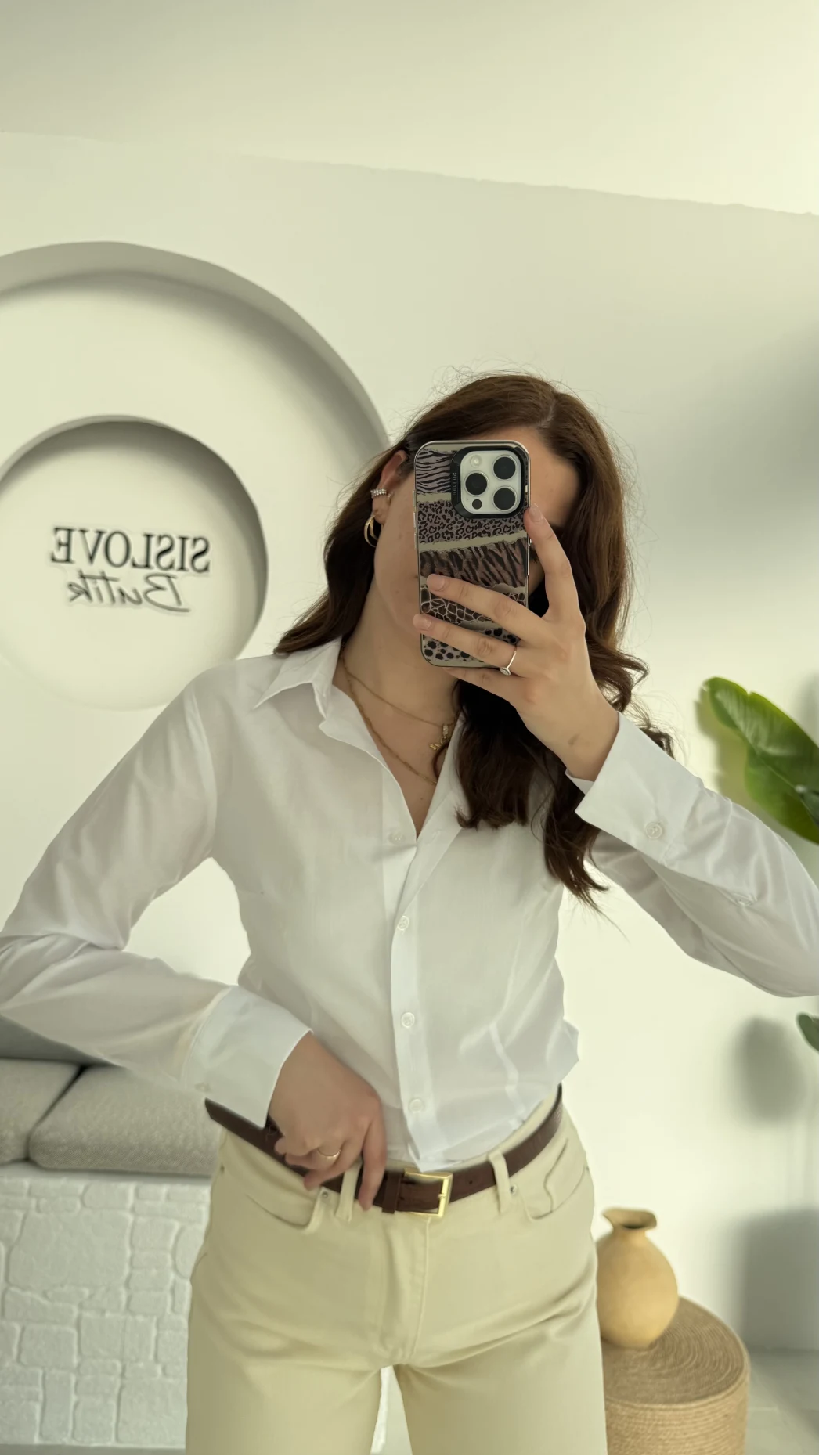 Bele Oturan Gömlek Beyaz 34079