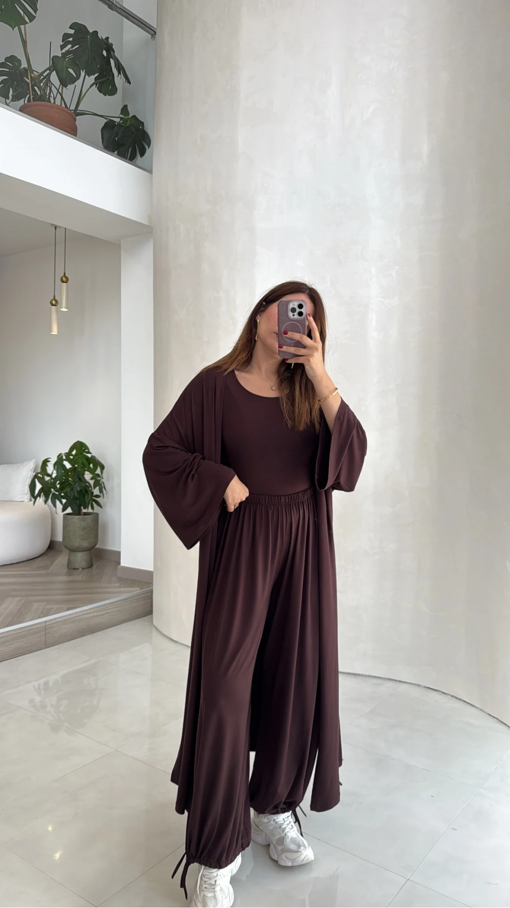 Beli Bağlamalı Üçlü Takım - Kahve - Kod: 4170