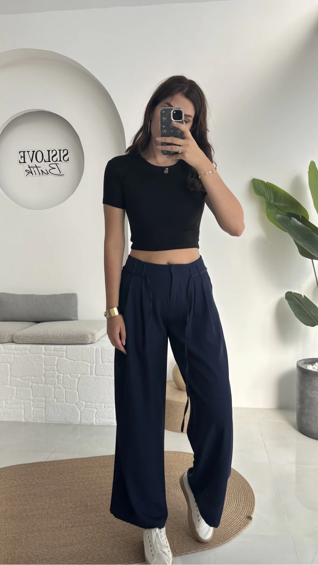 Beli İpli Pantolon - Lacivert - 4019