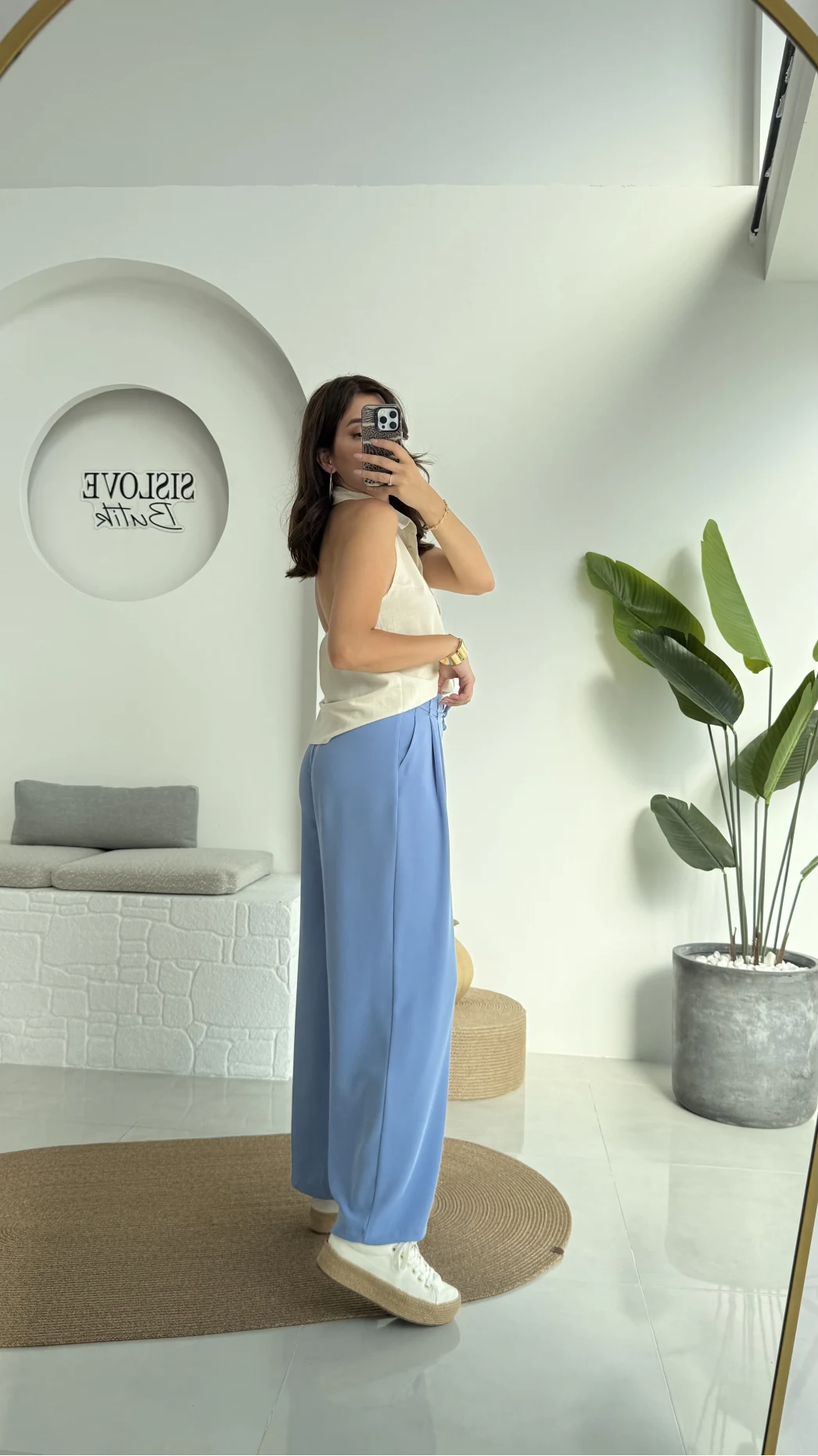 Beli İpli Pantolon - Mavi - 4019