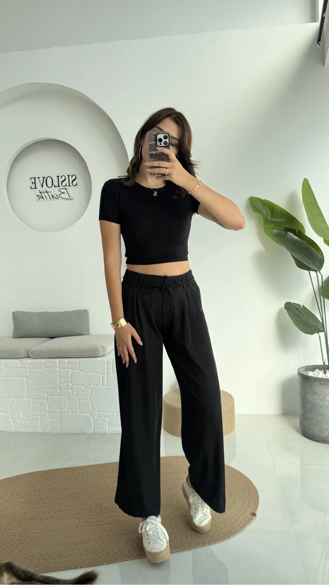 Beli İpli Pantolon - Siyah - 4019