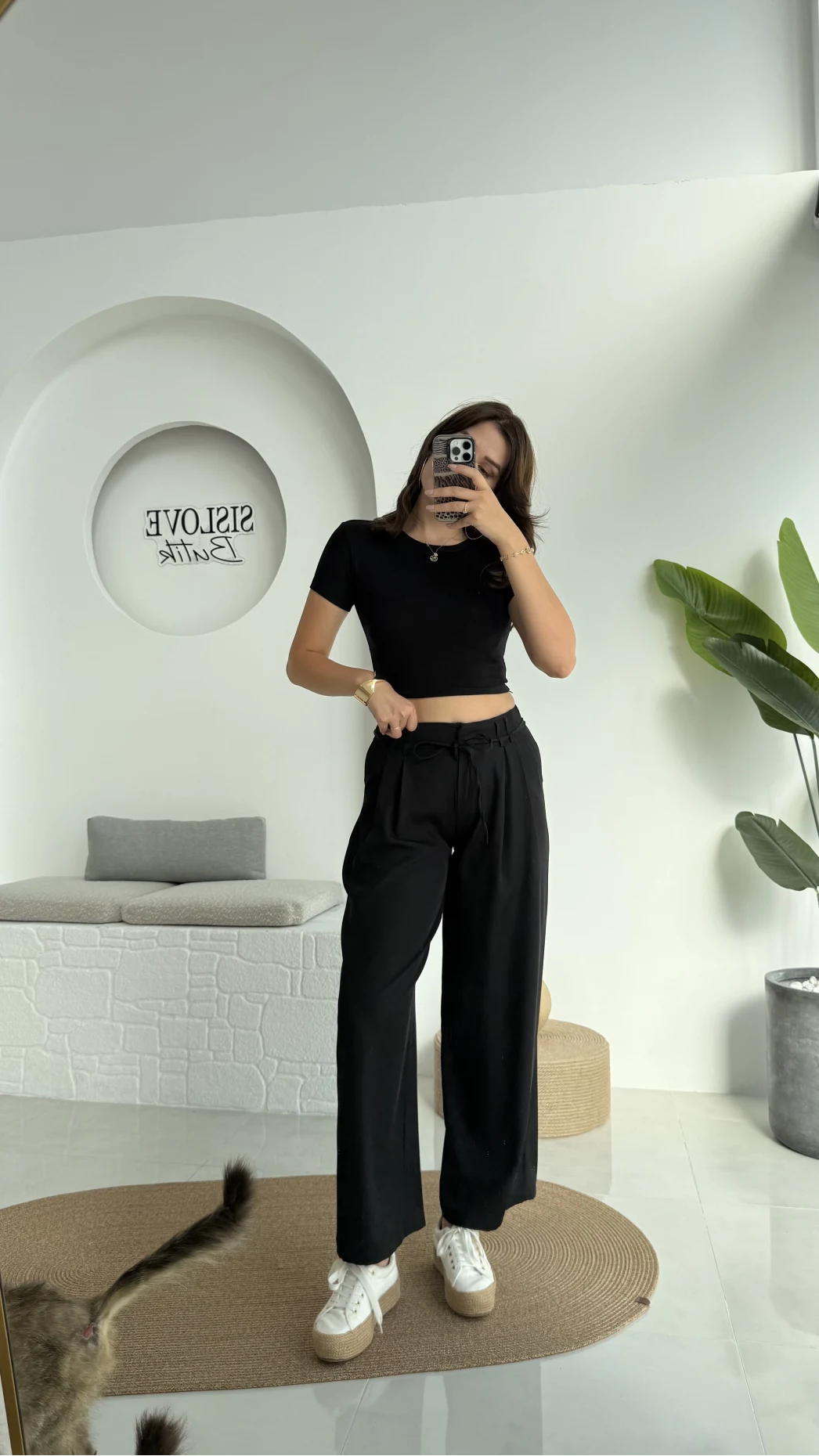 Beli İpli Pantolon - Siyah - 4019