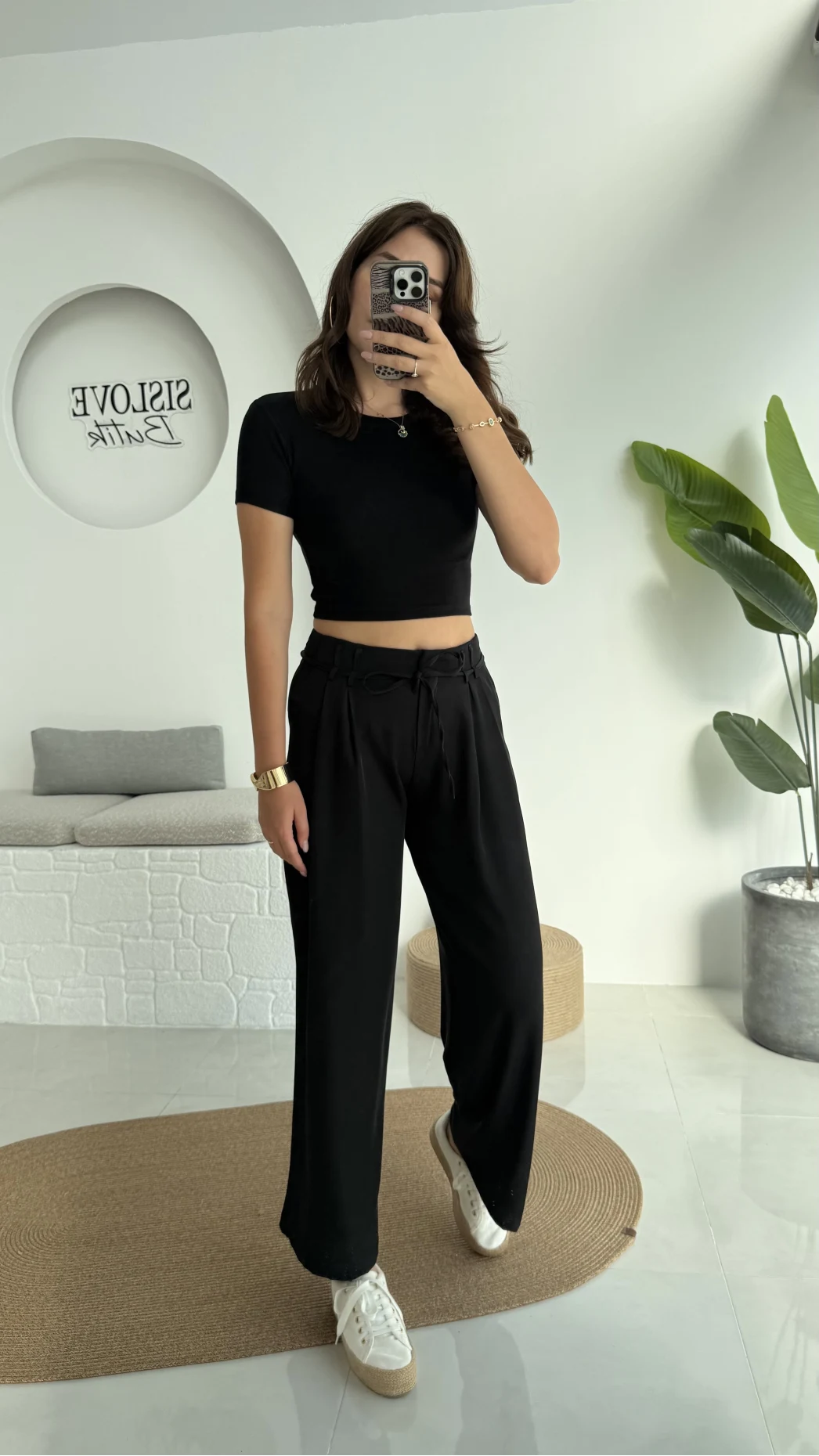 Beli İpli Pantolon - Siyah - 4019