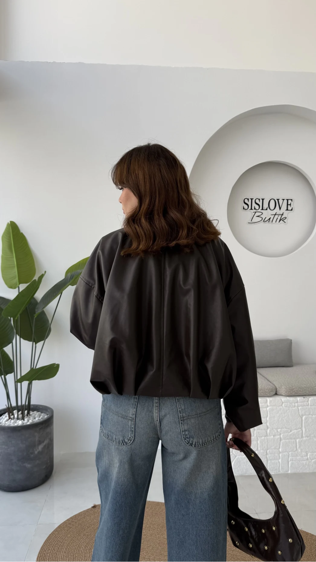 Beli Kemerli Deri Ceket - Kahve - Kod: 3137