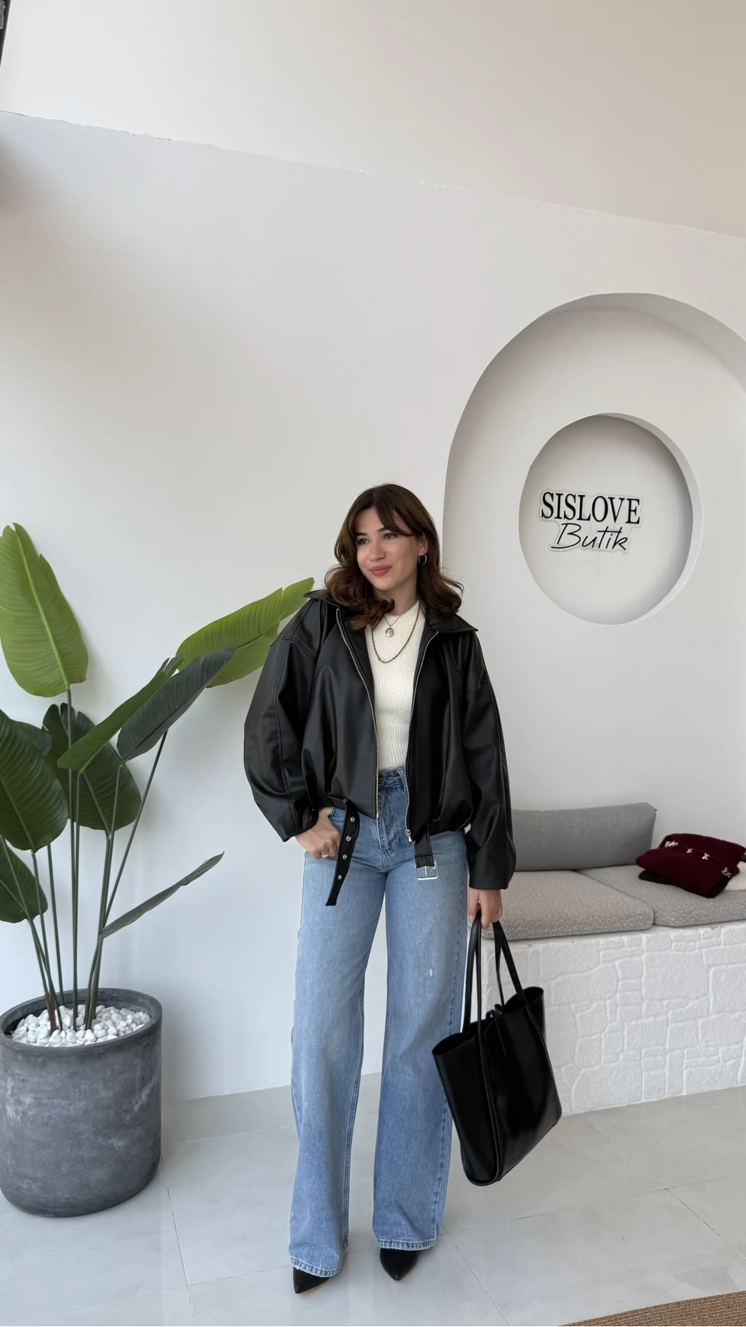 Beli Kemerli Deri Ceket - Siyah - Kod: 3137