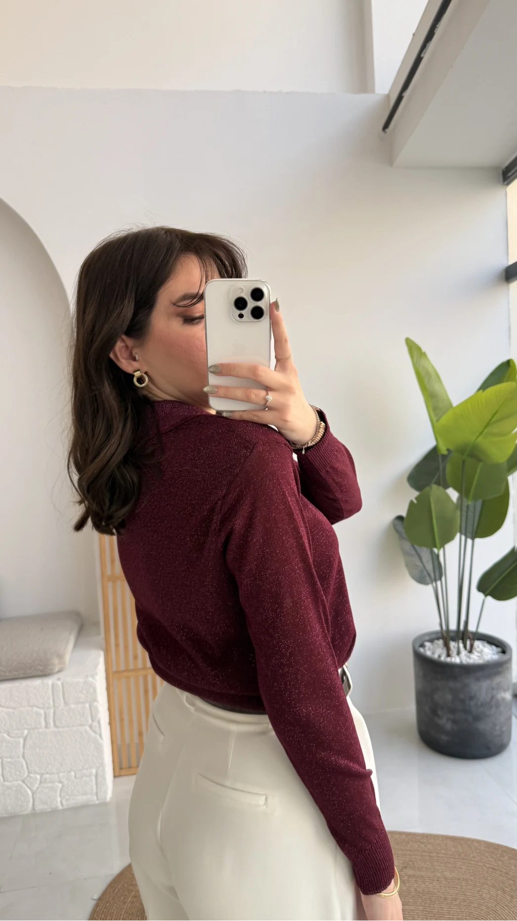 Bella Simli Uzun Kol Kazak - Bordo - Kod: 251133