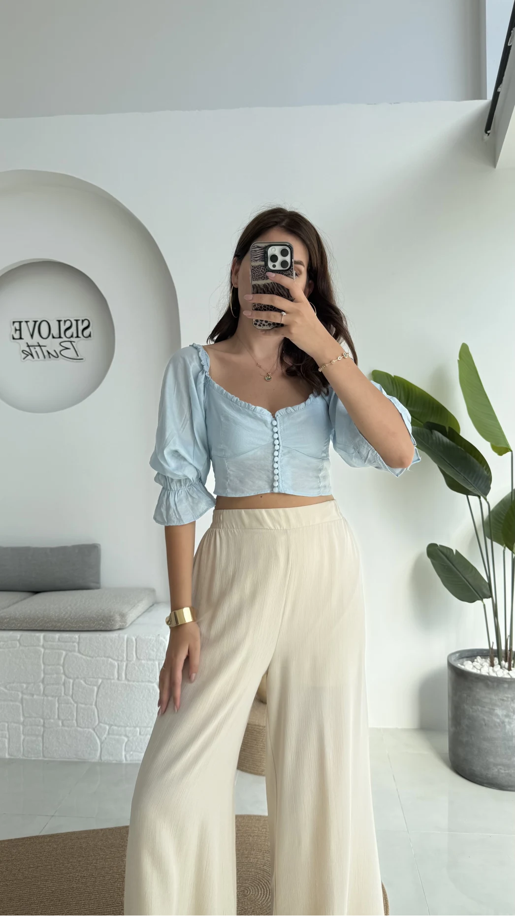 Belle Madonna Yaka Bluz - Bebe Mavisi - 2064