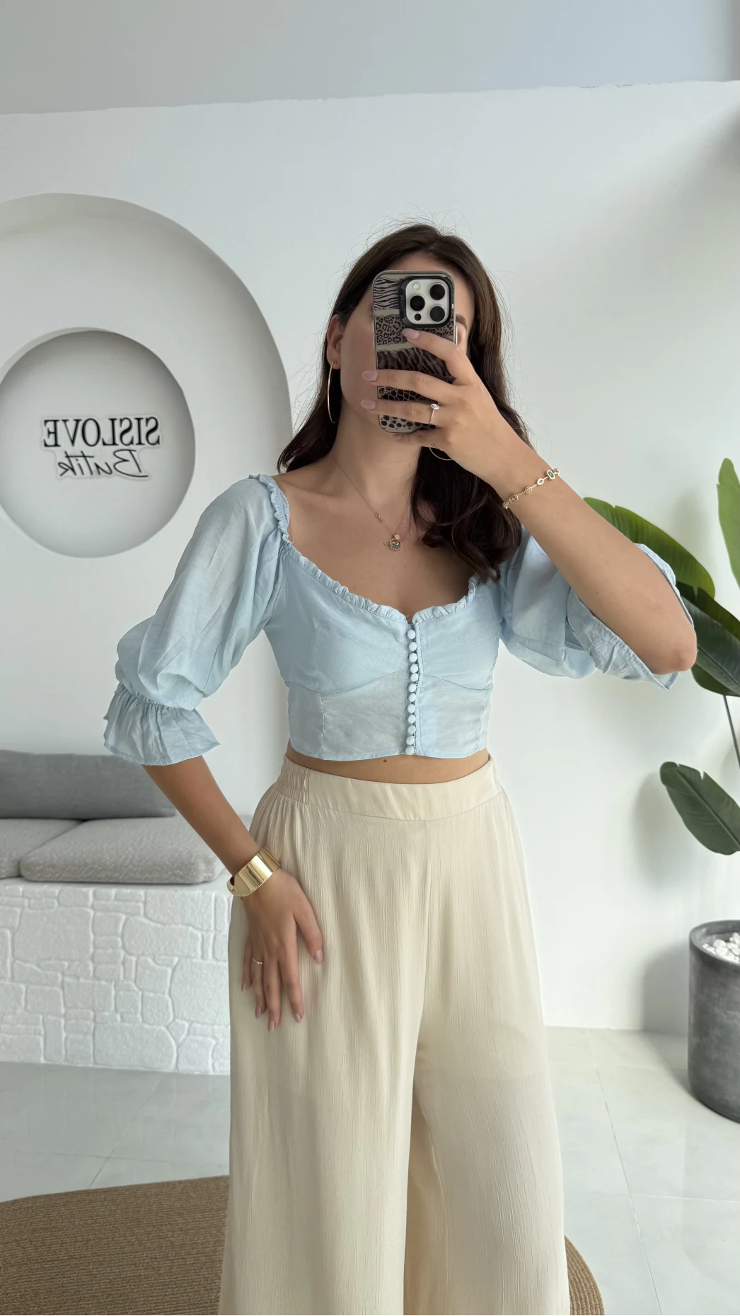 Belle Madonna Yaka Bluz - Bebe Mavisi - 2064