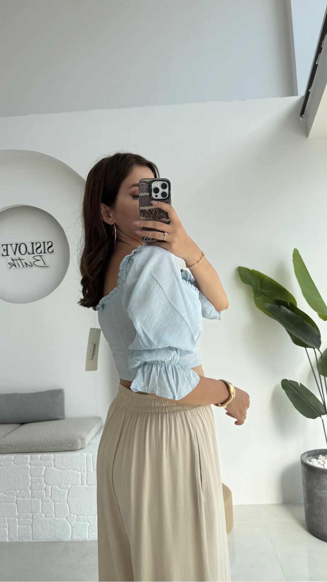 Belle Madonna Yaka Bluz - Bebe Mavisi - 2064