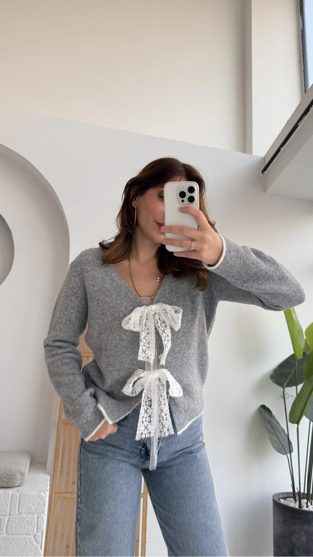 Bellora Fiyonk Triko Hırka - Gri - KOD:9056