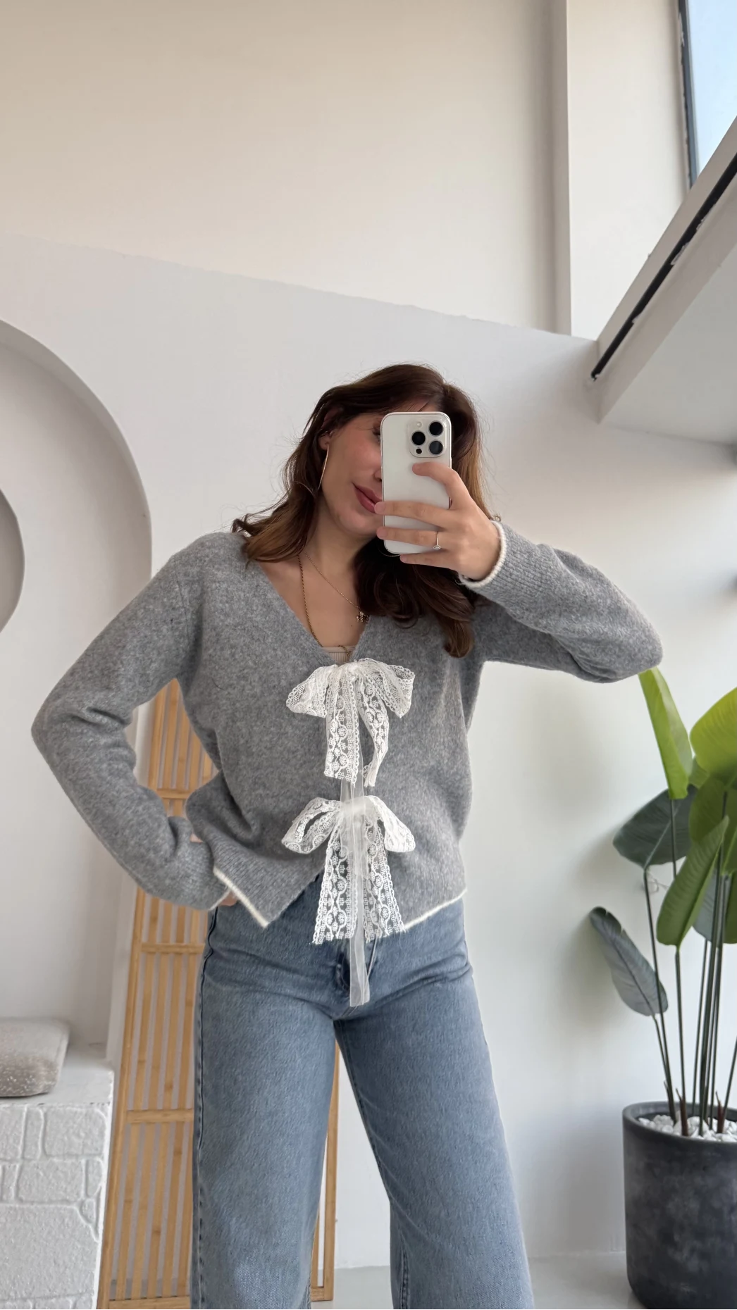 Bellora Fiyonk Triko Hırka - Gri - KOD:9056